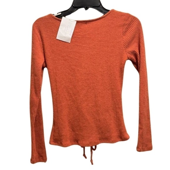Ultra Flirt Long Sleeve Top Ribbed Orange Salmon pinkish color size S - Picture 4 of 12
